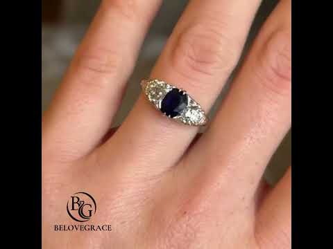 Luxury Jewelry Golden Classic Cushion & Round Cut Blue & White Sapphire Half Eternity Wedding Band For Women