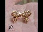 Classic Solitaire Yellow Gold Oval Cut White Sapphire Stud Earrings For Women