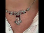 Vintage Ruby & White Sapphire Round Cut Pendant Necklace For Women
