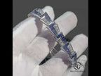 Art Deco Round & Emerald Cut Blue Sapphire Bracelet For Women