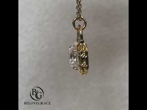 Lock Design Solitaire Asscher Cut White Sapphire Pendant Necklace For Women