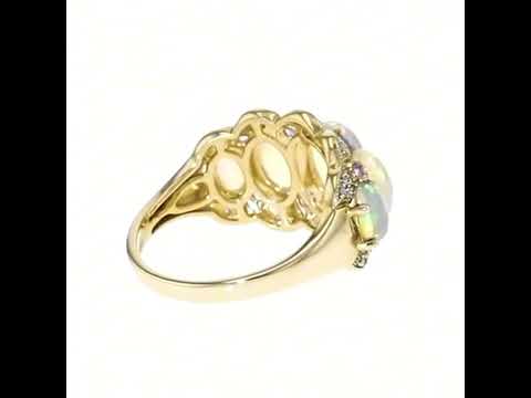 Multi-Stone Cluster Opal & Amethyst Sapphire Oval Cut Moissanite Wedding Band Ring
