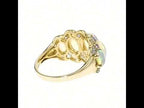 Multi-Stone Cluster Opal & Amethyst Sapphire Oval Cut Moissanite Wedding Band Ring