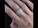 Criss-Cross Layered Multi Row Round Cut Wide Wedding Band Ring