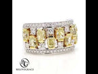 Two Tone Multi Row Radiant Cut Canary Sapphire Wedding Band For Women