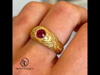 Luxury Jewelry Golden Art Nouveau Design Solitaire Round Cut Ruby Sapphire Engagement Rings