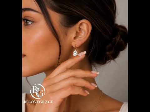 Classic Double Prong Yellow Gold Cushion Cut White Sapphire Drop Earrings For Women