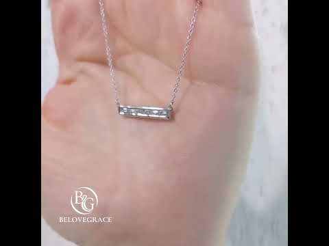 Classic Channel Setting Baguette Cut White Sapphire Pendant Necklace For Women
