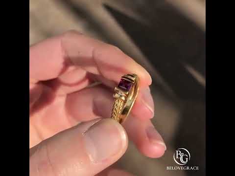 Elegant Rope Twist Ruby Sapphire Asscher Cut Moissanite Engagement Ring
