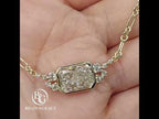 Unique Design Yellow Gold Bezel Radiant Cut White Sapphire Pendant Necklace For Women