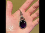 Luxury Jewelry Vintage Halo Oval Cut Amethyst Sapphire Pendant Necklace For Women